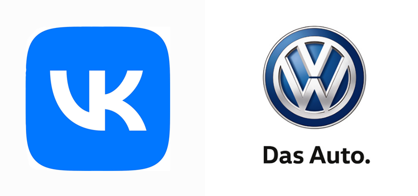 Логотипы социальной сети «ВКонтакте» и  немецкой автомобильной компании  Volkswagen