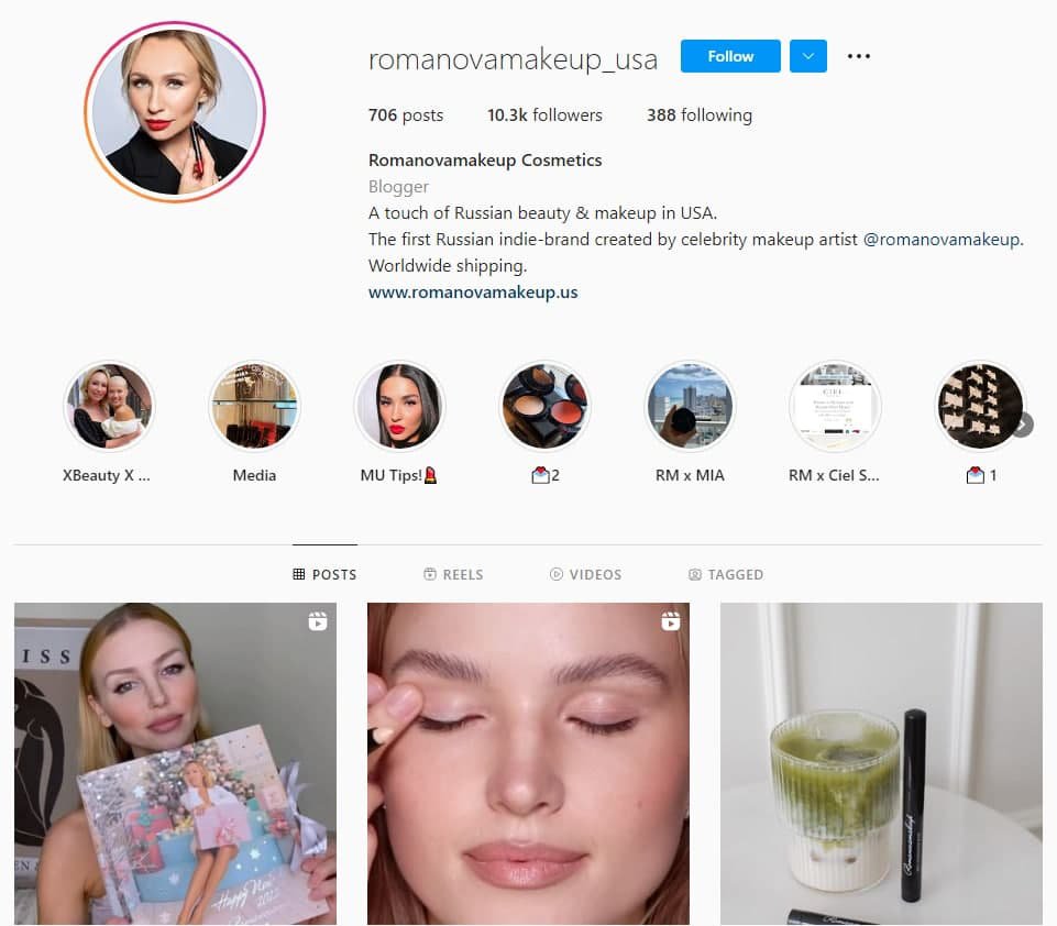 Американский Instagram-аккаунт «Romanovamakeup»